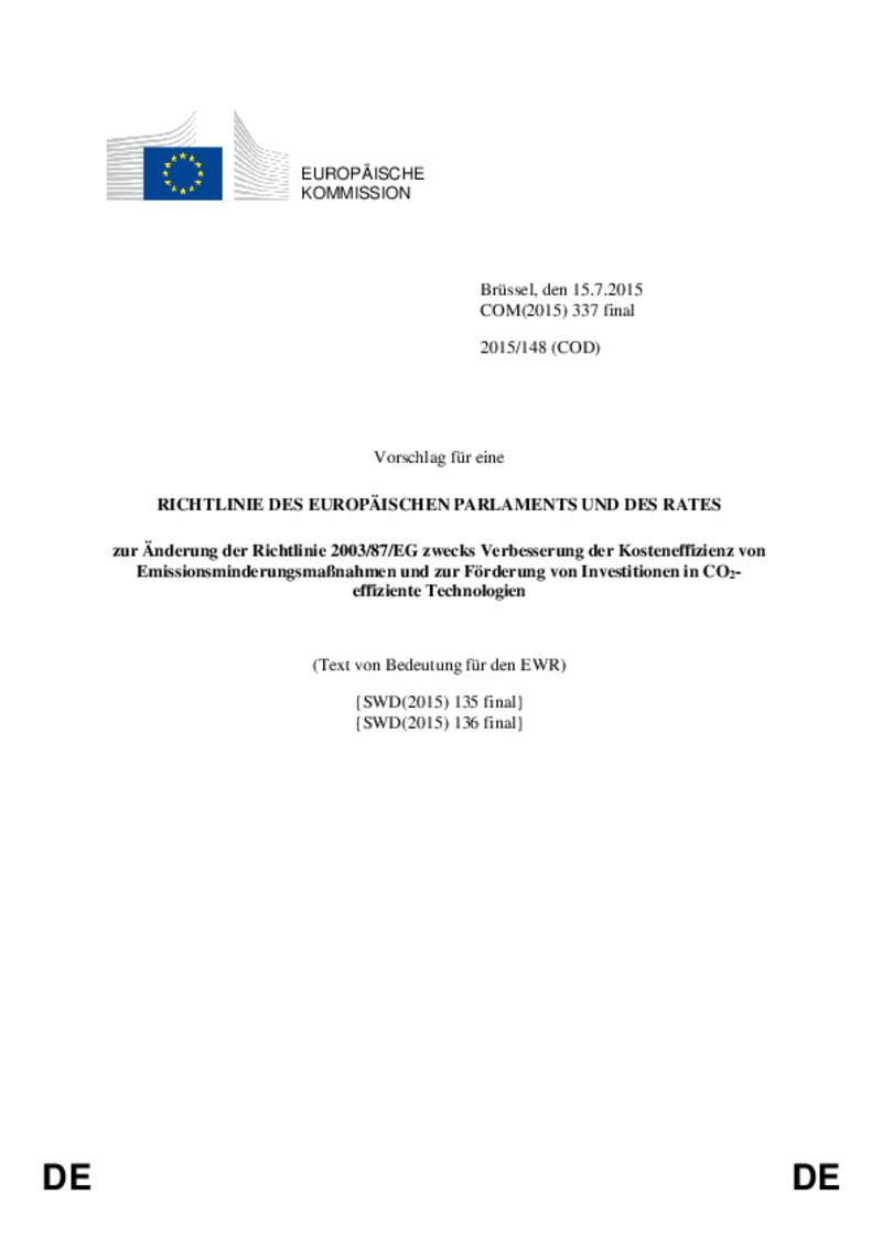 Richtlinienvorschlag COM(2015) 337