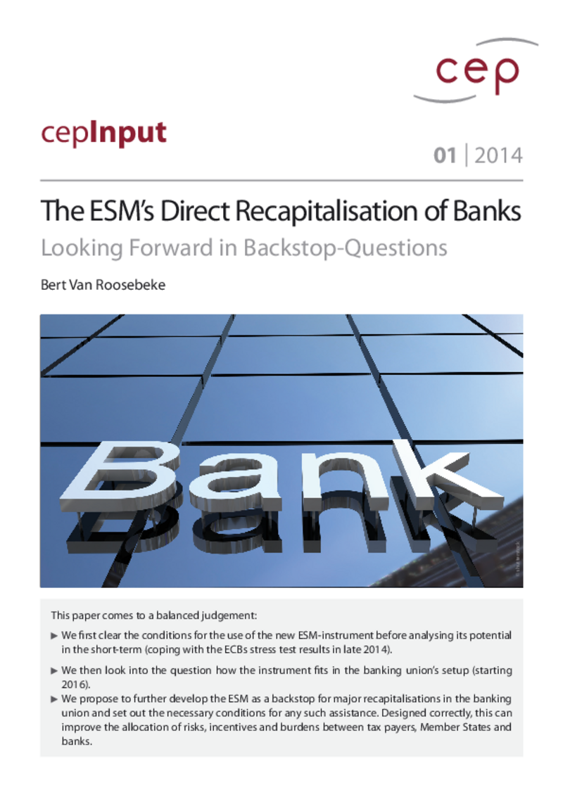 cepInput 14/01: The ESM's direct banking recapitalisation: Looking forward in backstop-questions