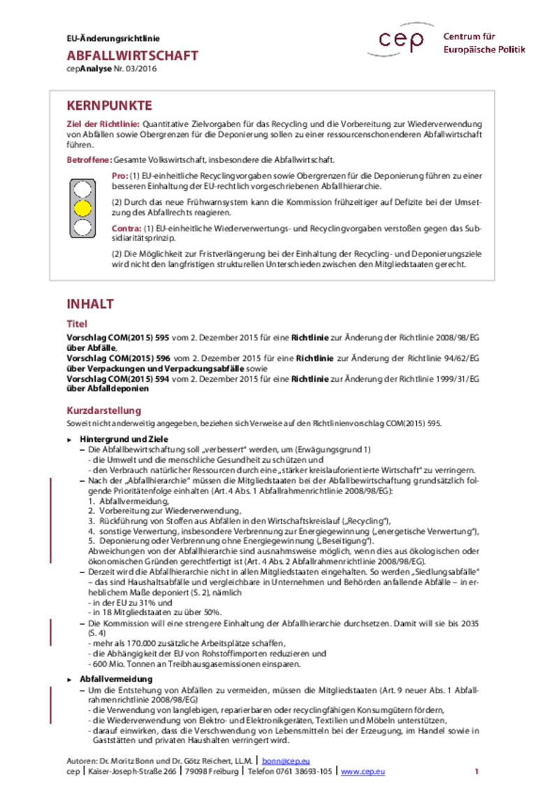 Abfallwirtschaft COM(2015) 595