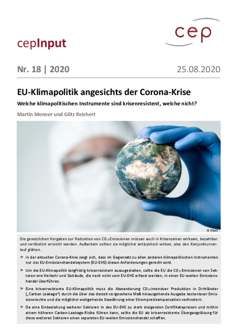 EU-Klimapolitik angesichts der Corona-Krise (cepInput)