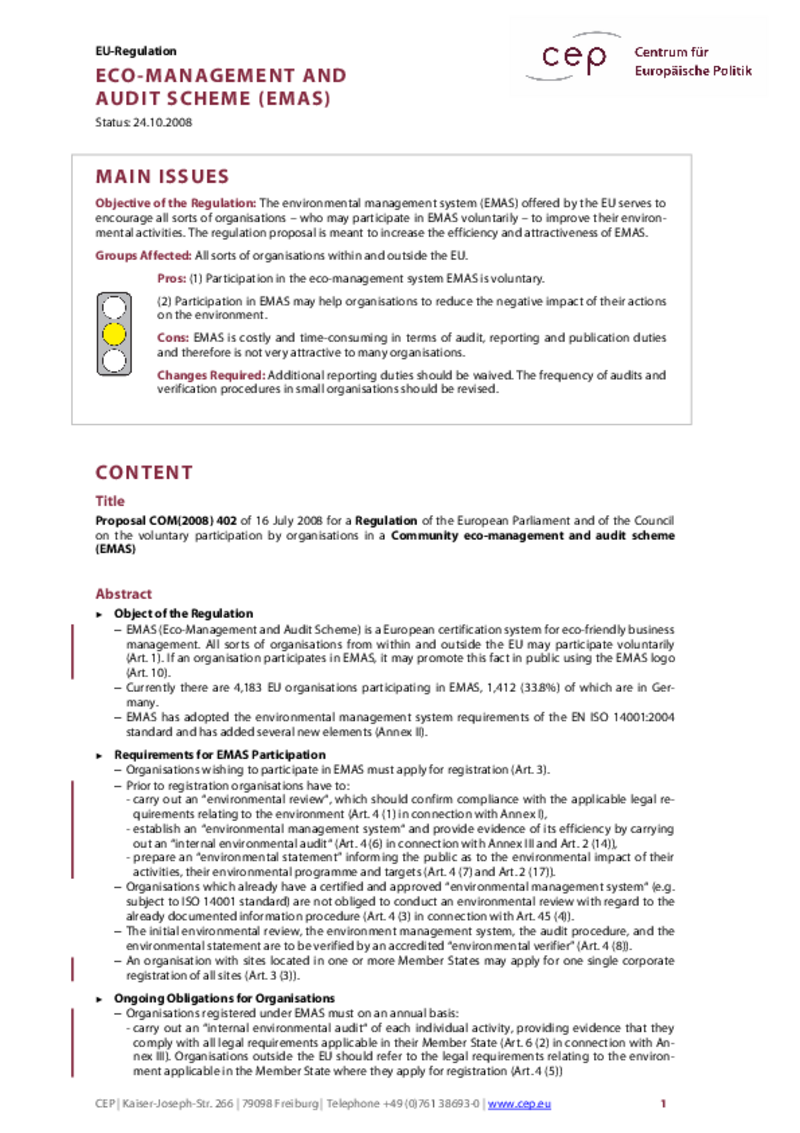 ECO-Management and Audit Scheme COM(2008) 402