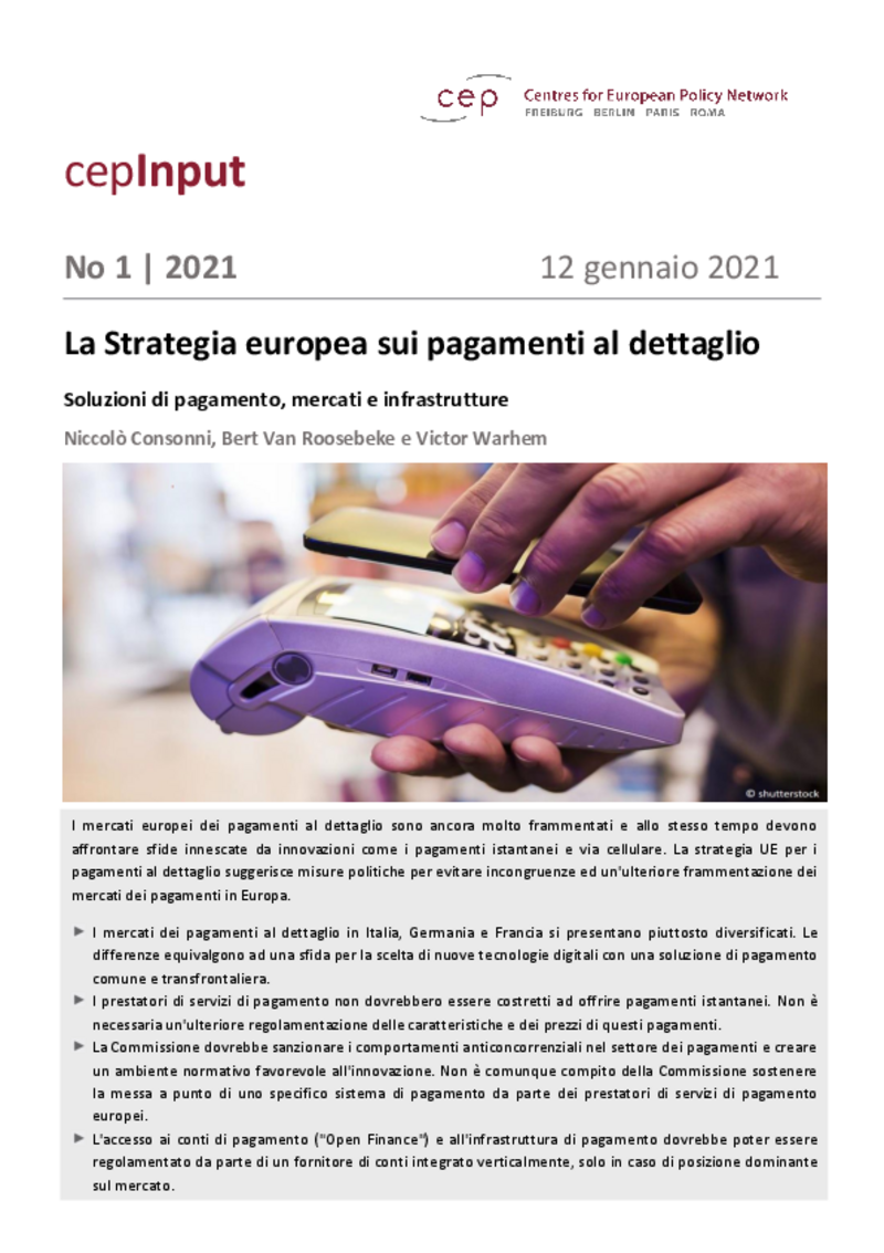La strategia europea sui pagamenti al dettaglio