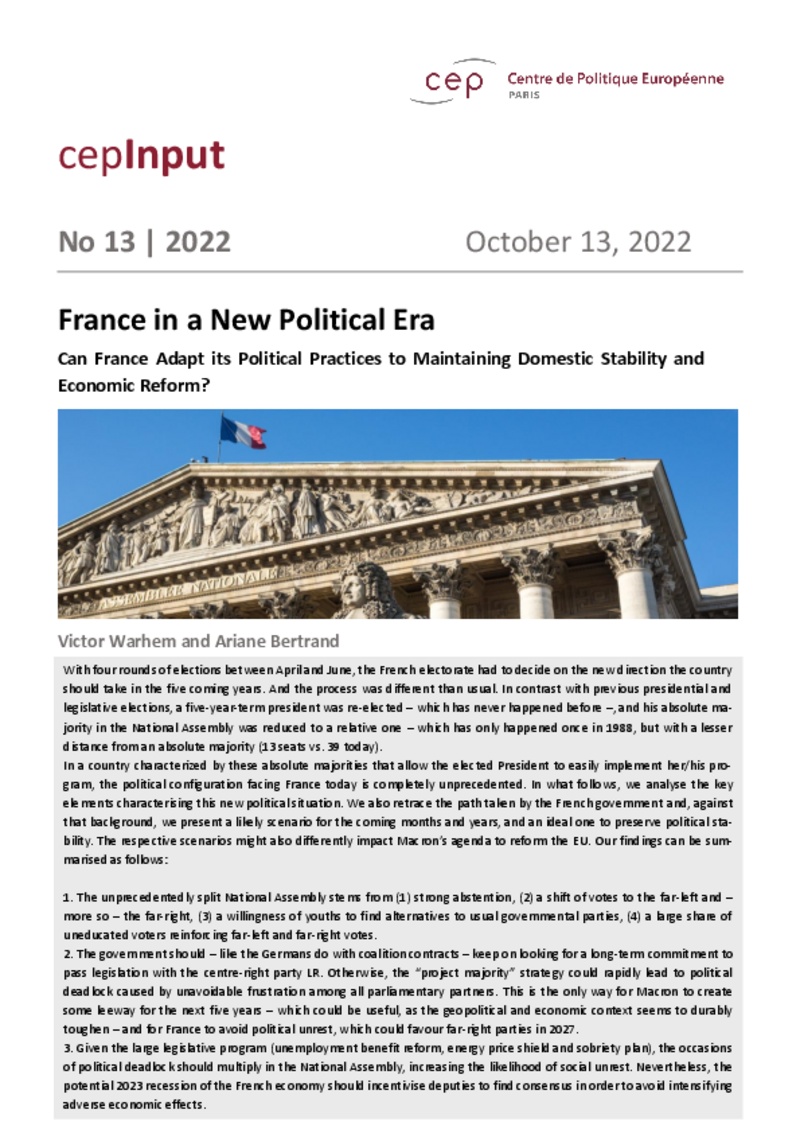La France dans une nouvelle ère politique