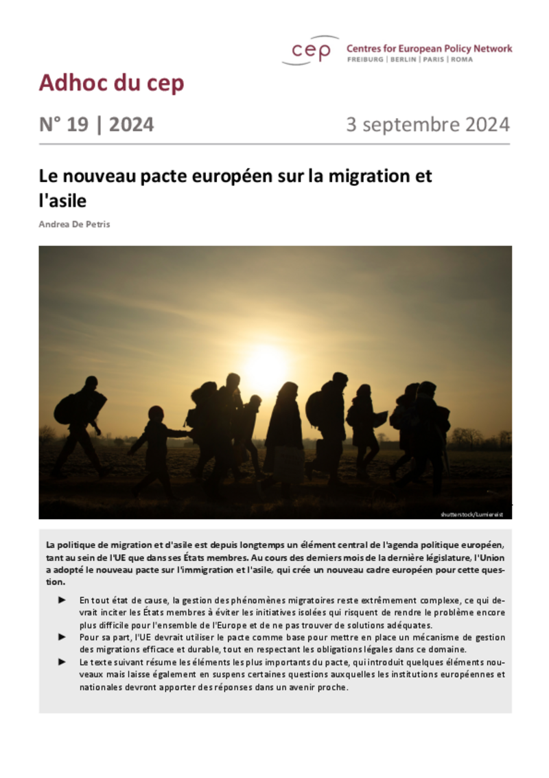 Le nouveau pacte européen sur la migration et l’asile