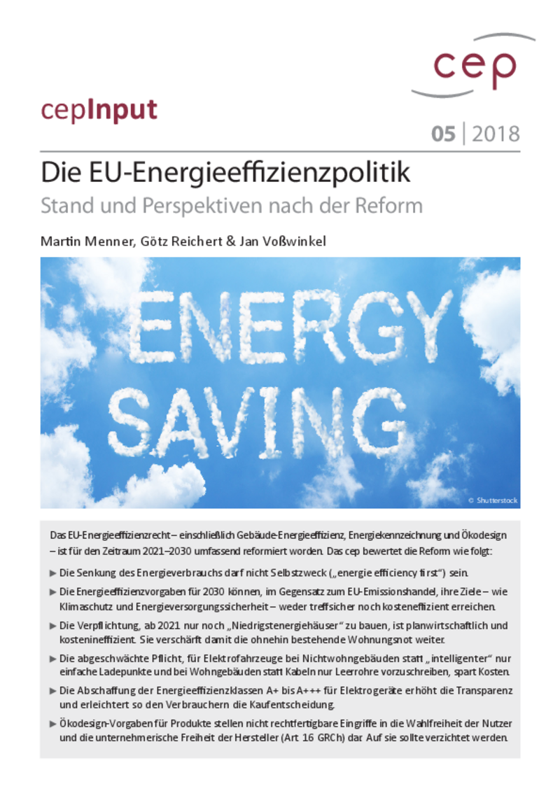 Die EU-Energieeffizienzpolitik – Stand und Perspektiven nach der Reform