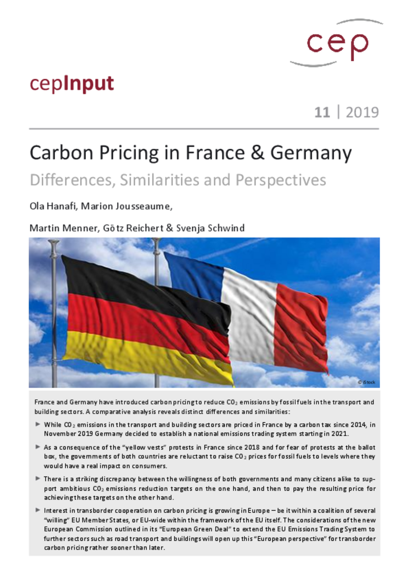 La tarification du CO2 en France et en Allemagne
