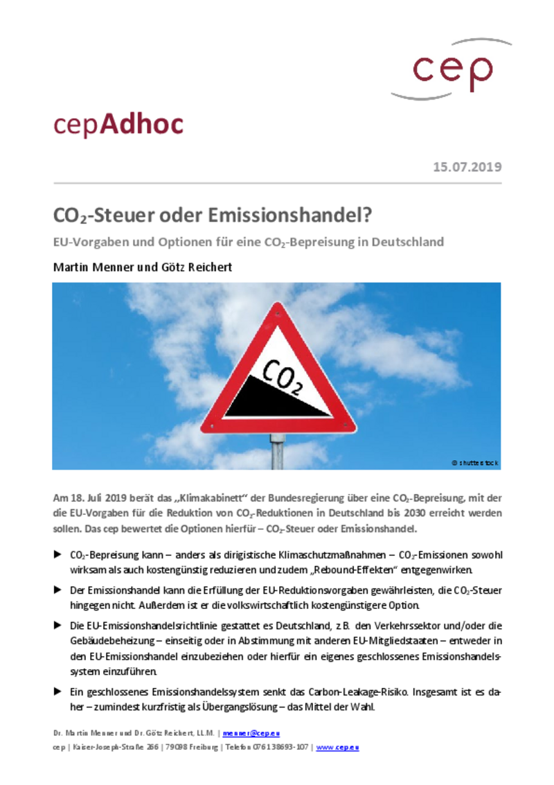 CO2-Steuer oder Emissionshandel?