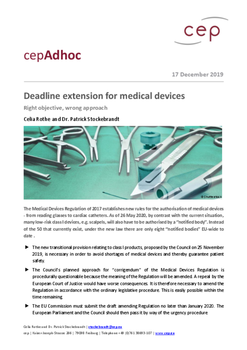 Deadline extension for medical devices (cepAdhoc)