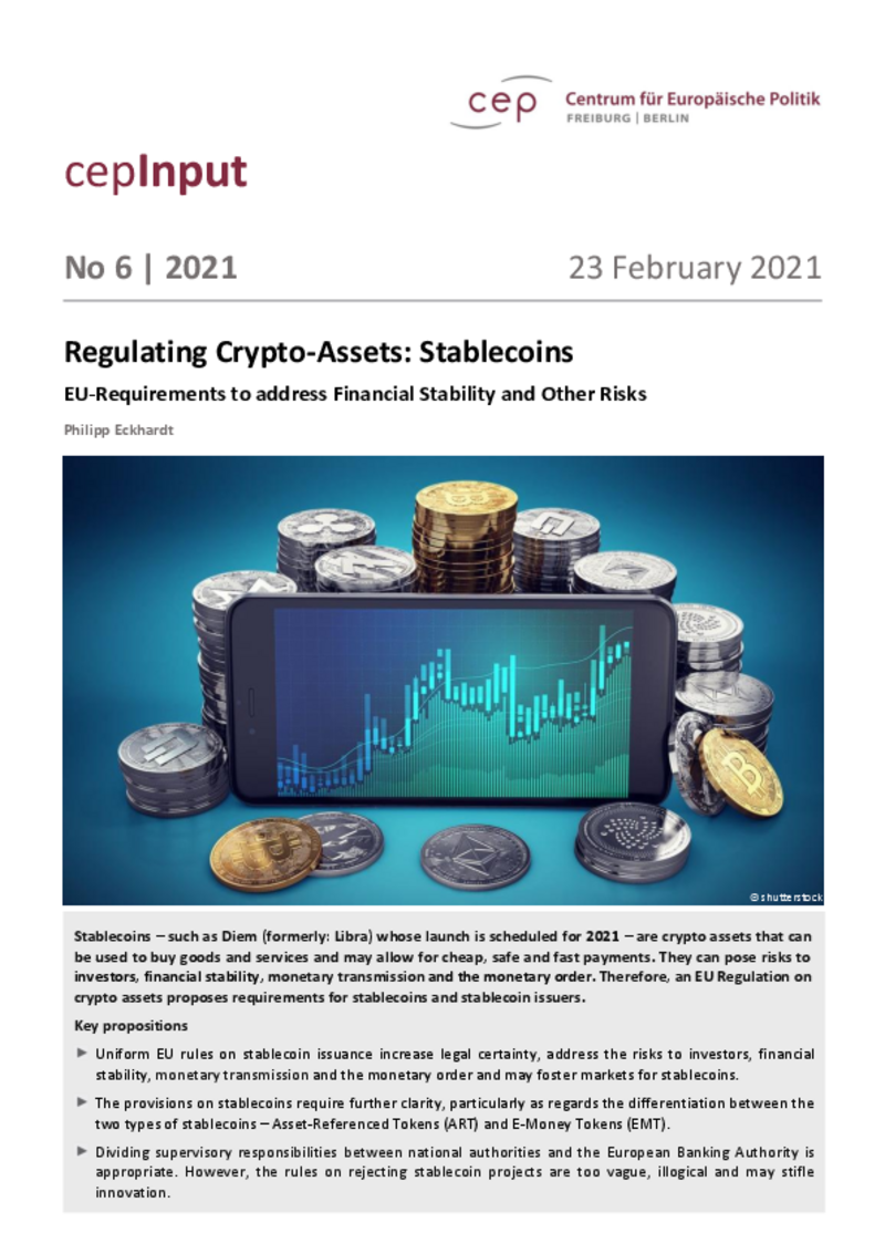Regulierung von Kryptowerten: Stablecoins (cepInput)