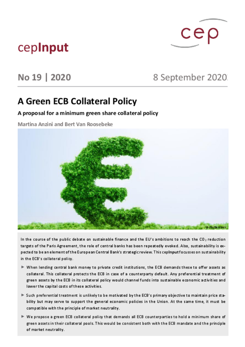 Eine grüne Ausrichtung der EZB-Sicherheitenpolitik (cepInput)