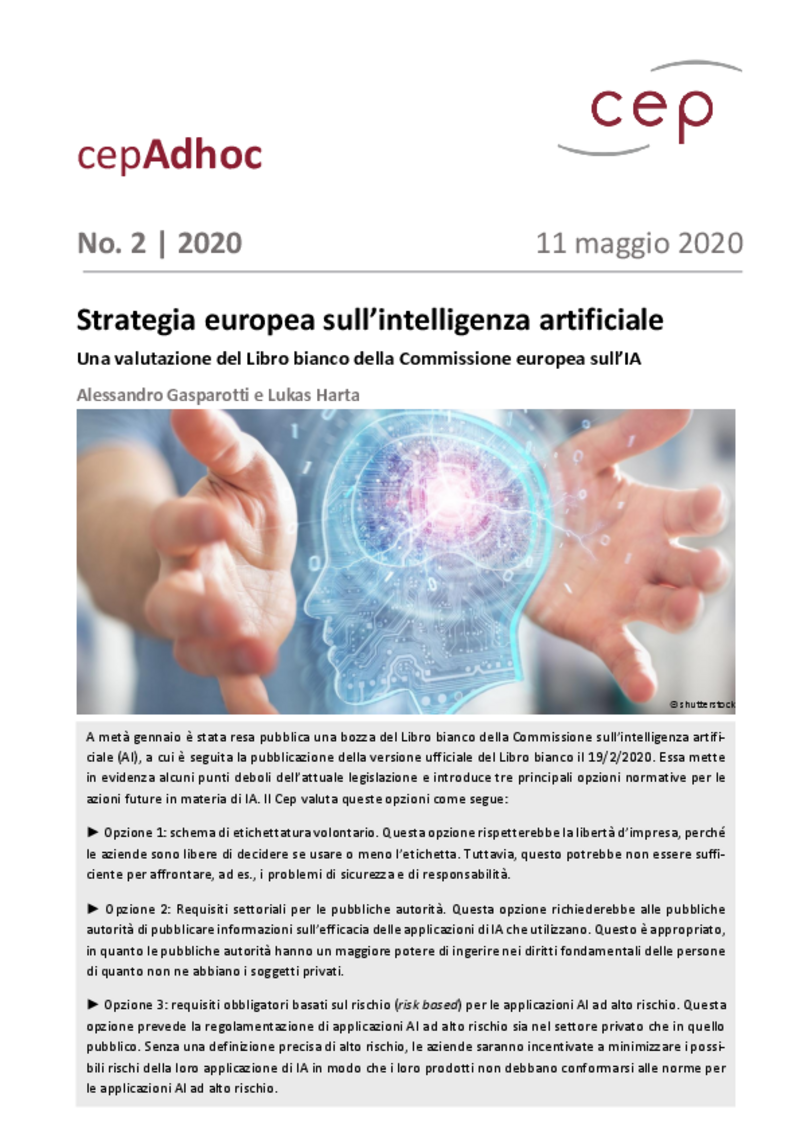 Strategia europea sull’intelligenza artificiale (cepAdhoc)