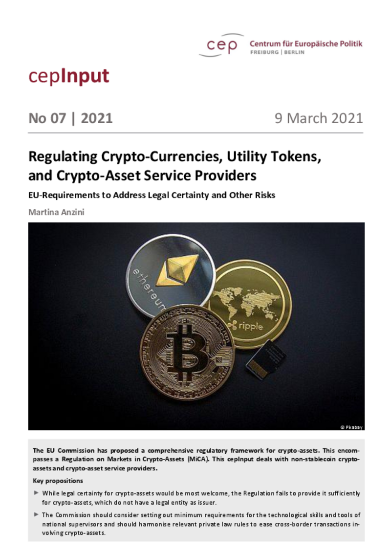 Regulating Crypto-Assets: MiCA-Regulation (cepInput)
