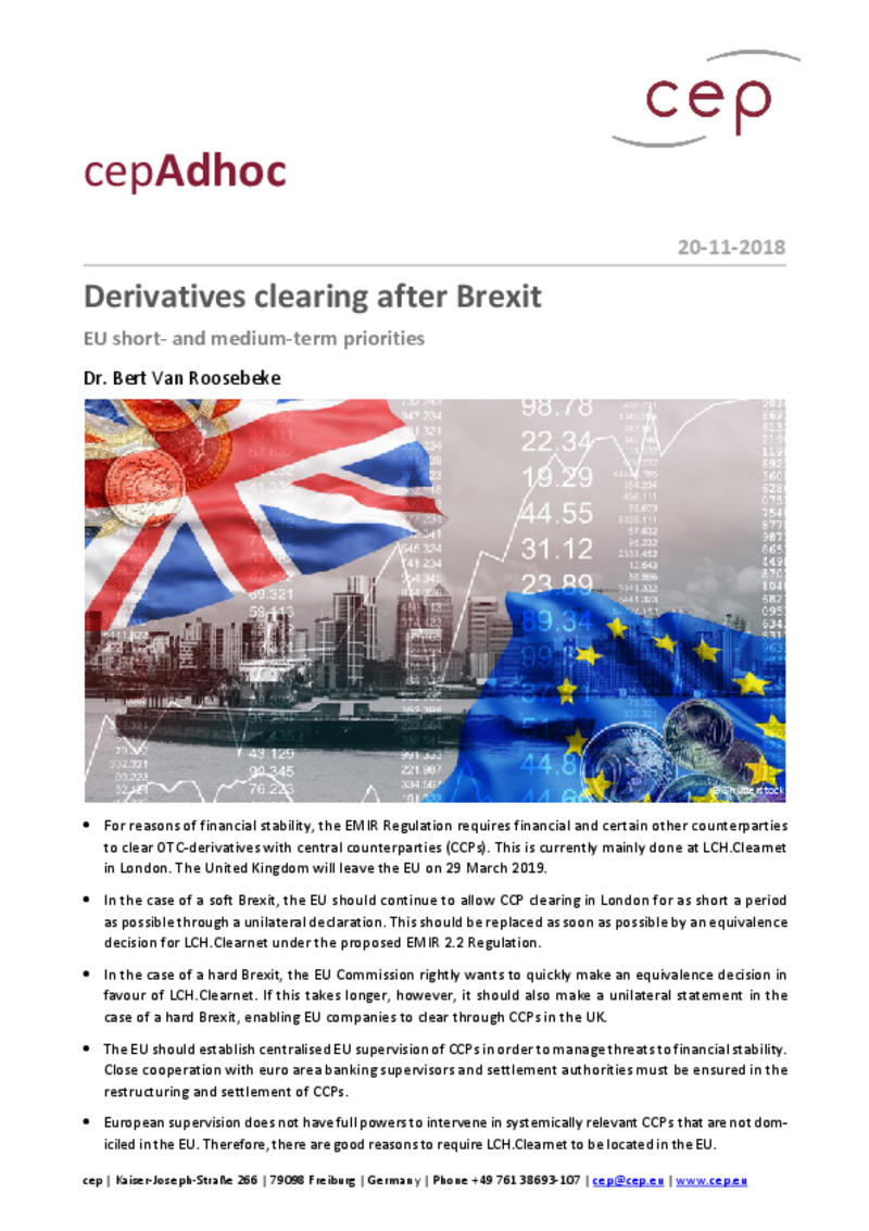 Derivatives clearing after Brexit