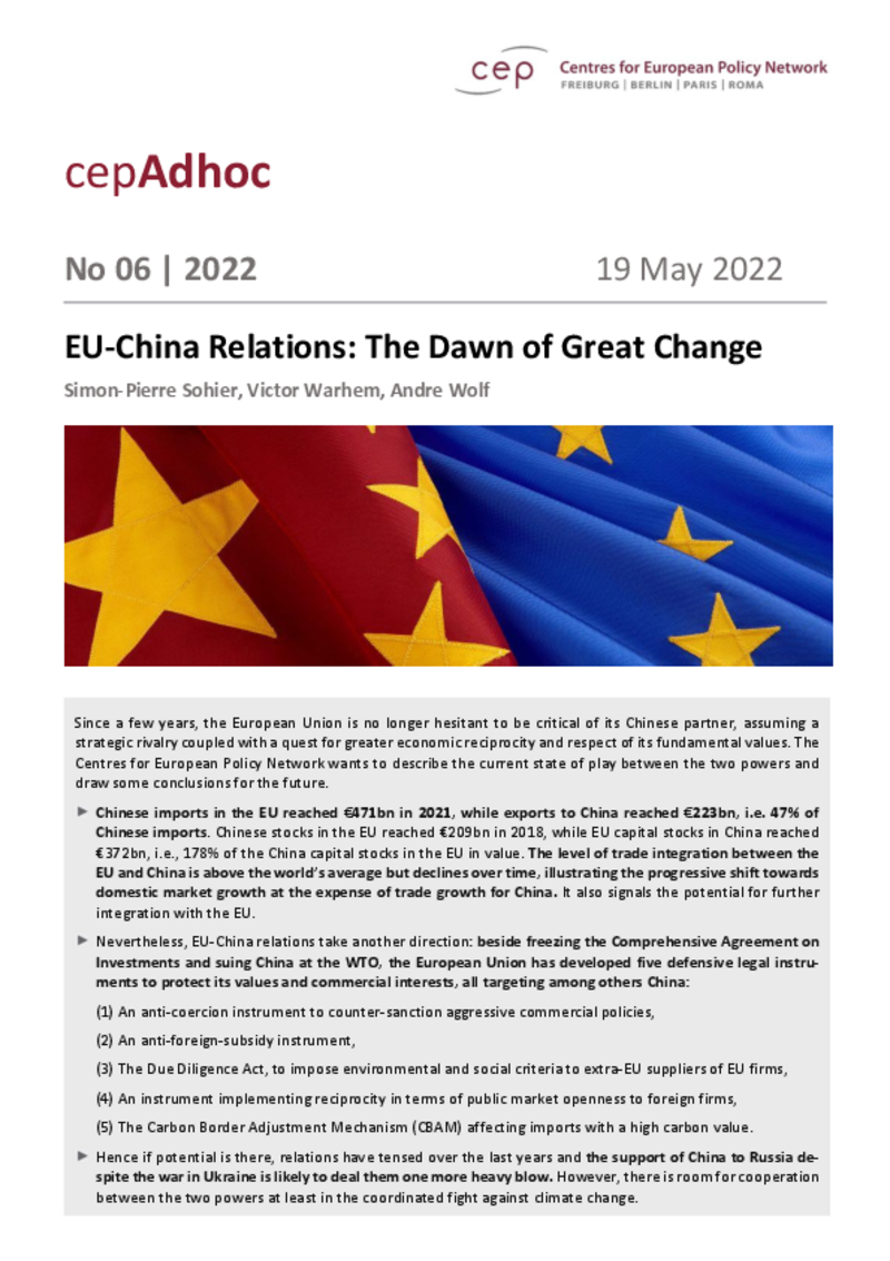 Relations UE-Chine : le cep Network estime que les deux puissances peuvent encore s'entendre sur la question climatique