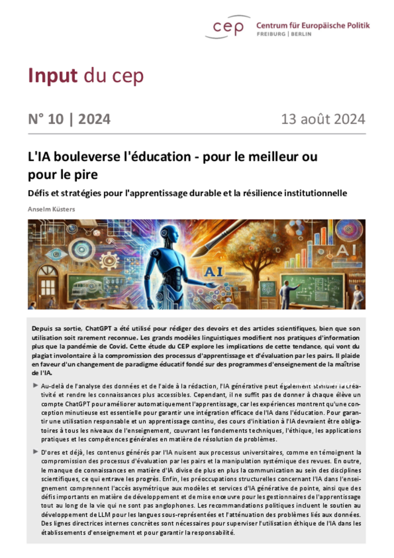 Investir dans l’IA pour promouvoir la connaissance humaine : un pari ambitieux mais nécessaire pour lutter contre dangers de l’IA