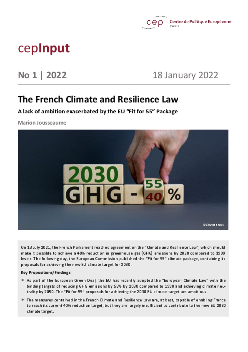 Das Französische Klima- und Resilienzgesetz (cepInput)
