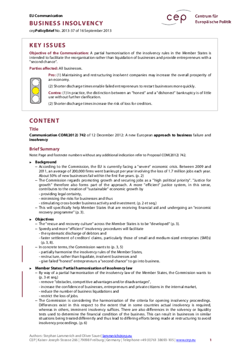 Business Insolvency COM(2012) 742