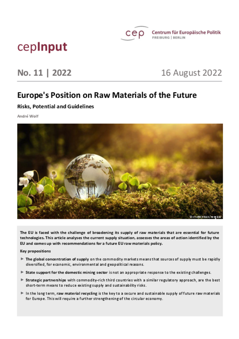 Europe's Position on Raw Materials of the Future (cepInput)