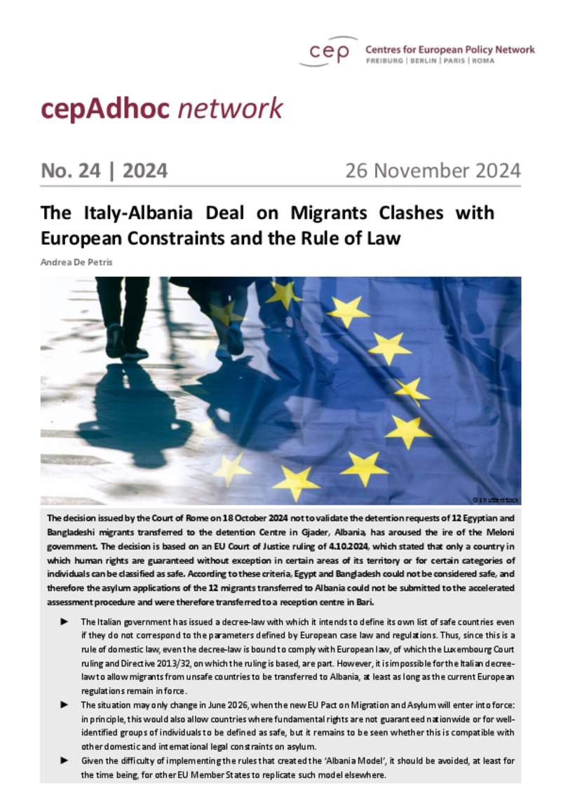 The Italy-Albania Deal on Migrants Clashes with European Constraints and the Rule of Law