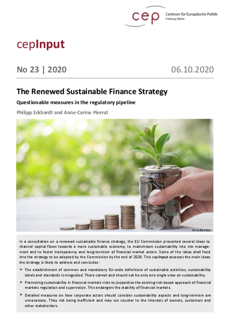 The Renewed Sustainable Finance Strategy (cepInput)