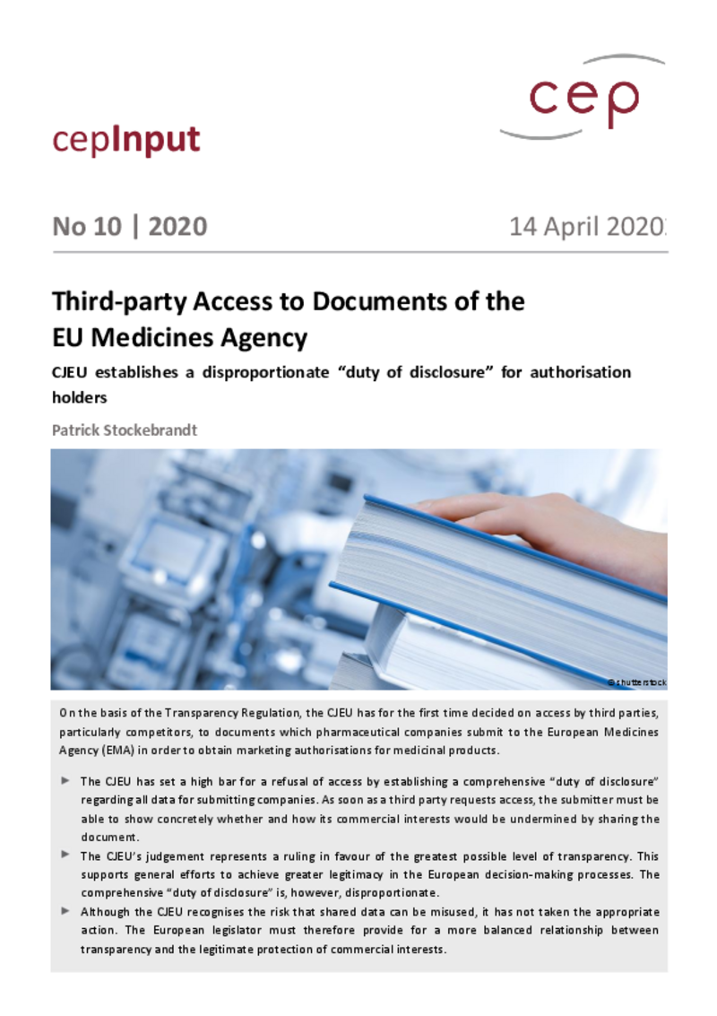 Third-party Access to Documents of the EU Medicines Agency (cepInput)