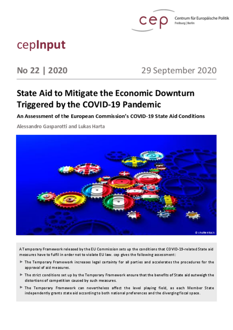 Les aides d'État visant à atténuer le ralentissement économique induit par la crise du COVID-19