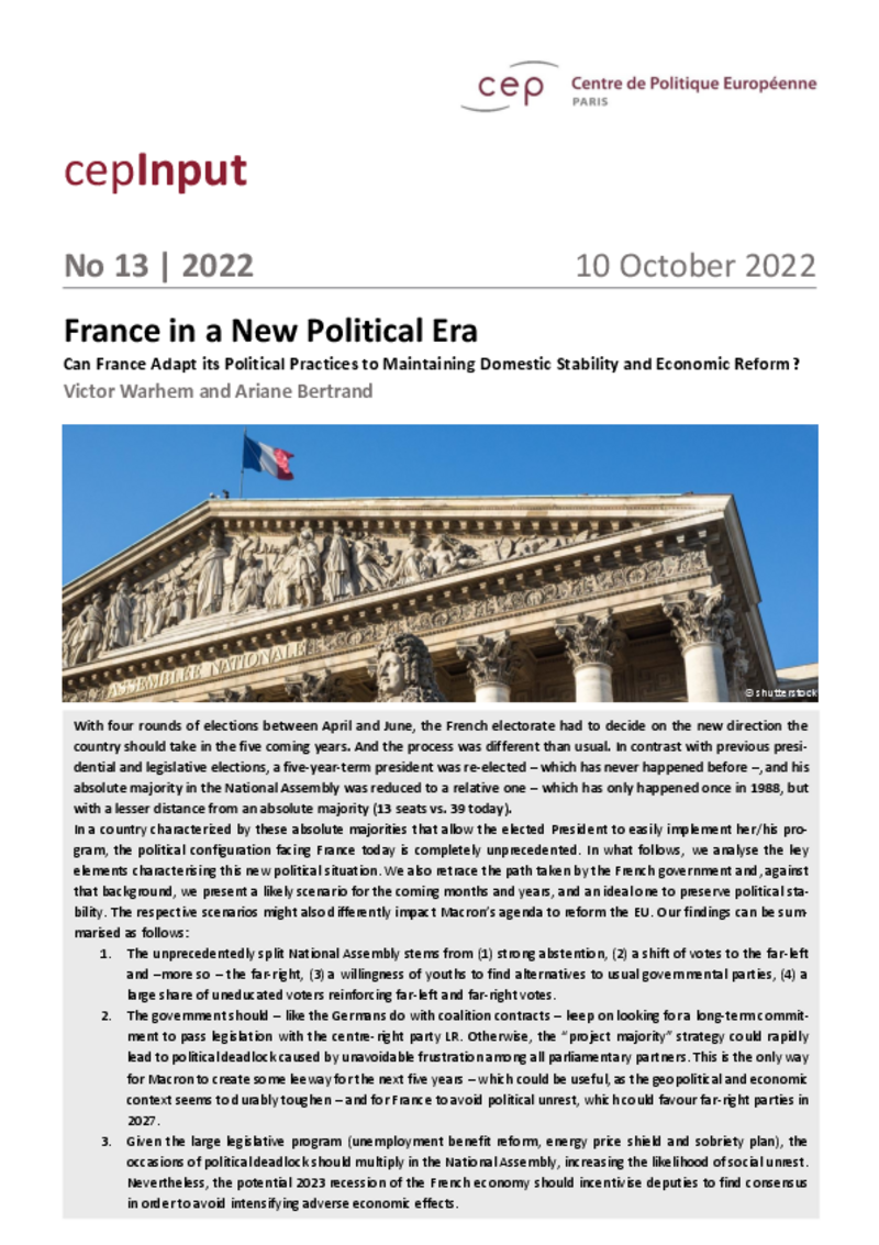 France in a New Political Era (cepInput)