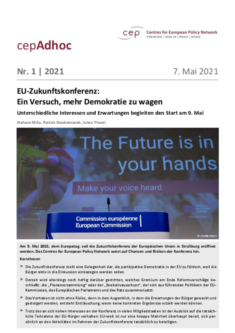 EU-Zukunftskonferenz: Ein Versuch, mehr Demokratie zu wagen (cepAdhoc)